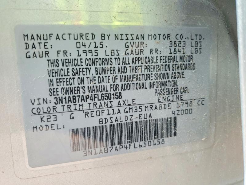 Aukcja sprzedaży 2015 Nissan Sentra, vin: 3N1AB7AP4FL650158, numer aukcji: 46488756