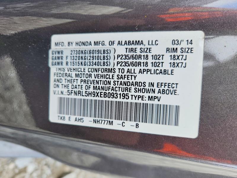 Aukcja sprzedaży 2014 Honda Odyssey, vin: 5FNRL5H9XEB093195, numer aukcji: 46012596