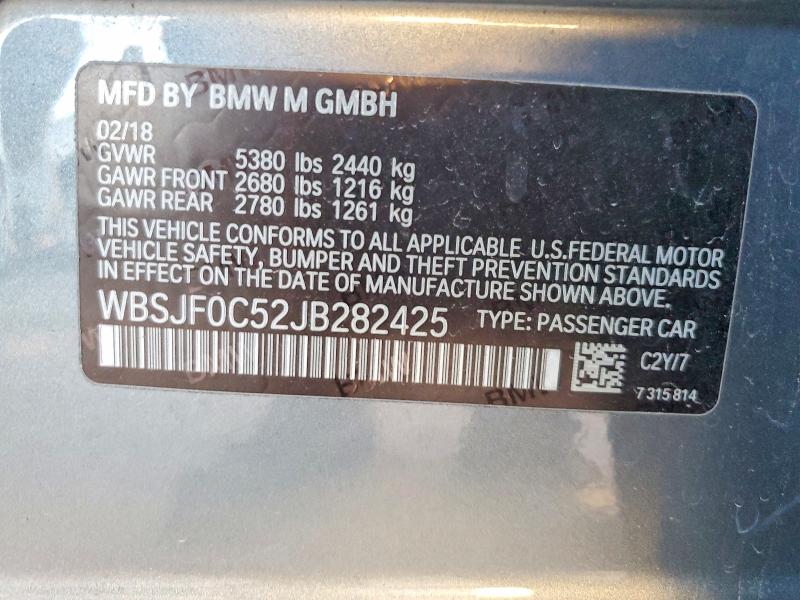 45937286 :رقم المزاد ، WBSJF0C52JB282425 vin ، 2018 Bmw M5 مزاد بيع