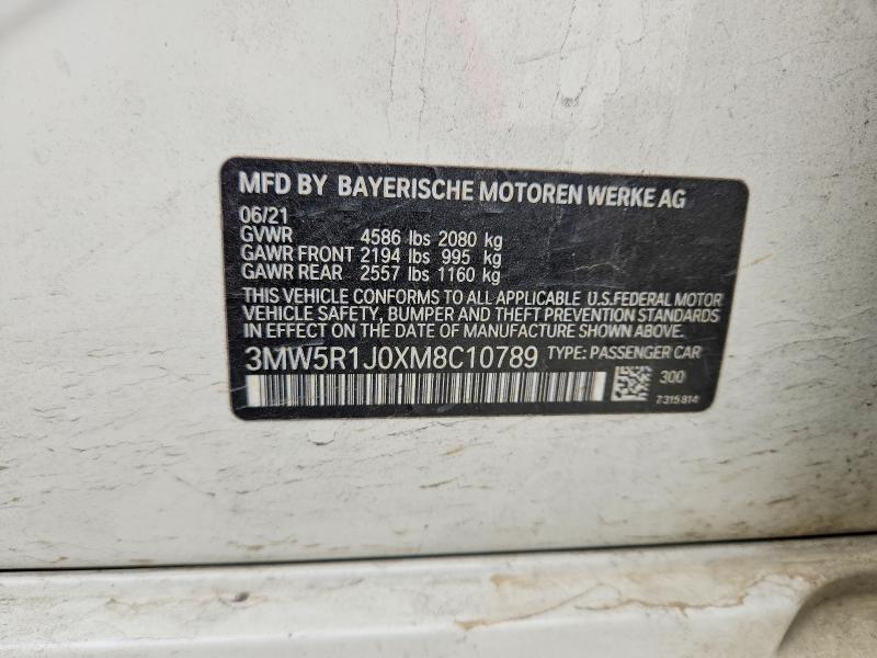 Продажа на аукционе авто 2021 Bmw 330i, vin: 3MW5R1J0XM8C10789, номер лота: 47889136
