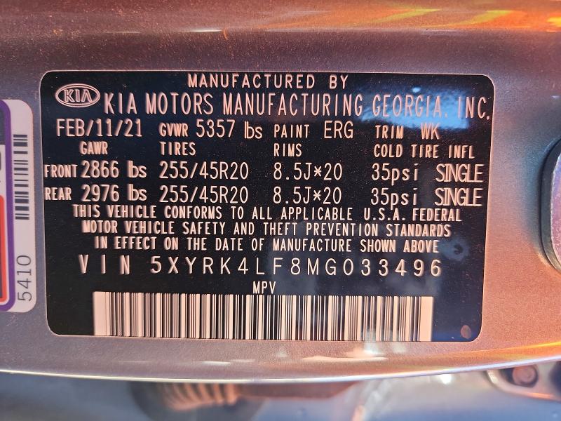 Продажа на аукционе авто 2021 Kia Sorento, vin: 5XYRK4LF8MG033496, номер лота: 47043336