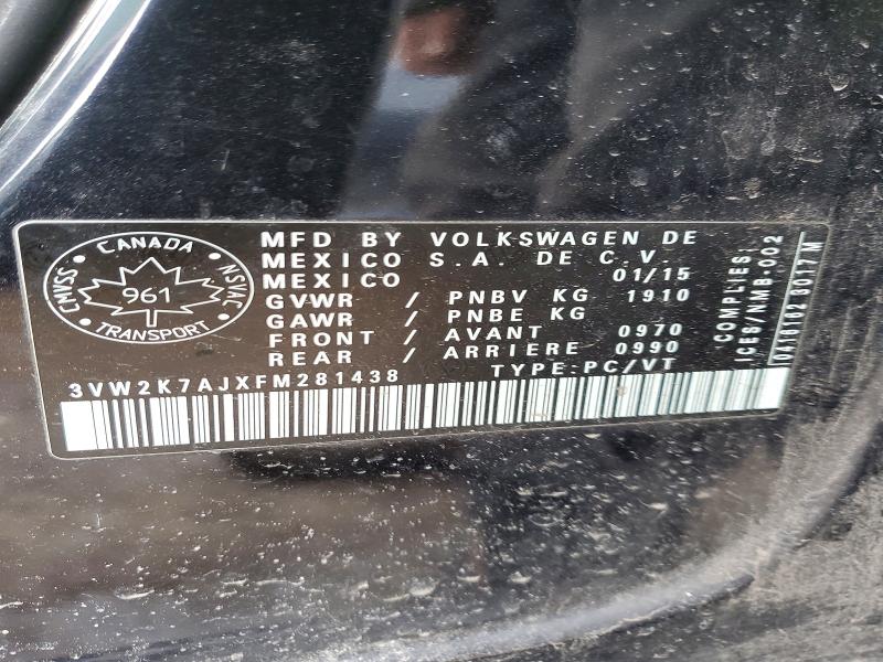 79601985 :رقم المزاد ، 3VW2K7AJXFM281438 vin ، 2015 Volkswagen Jetta مزاد بيع