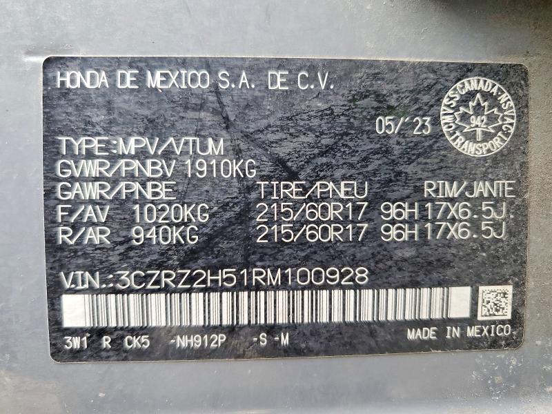 Aukcja sprzedaży 2024 Honda Hr-v, vin: 3CZRZ2H51RM100928, numer aukcji: 79678815