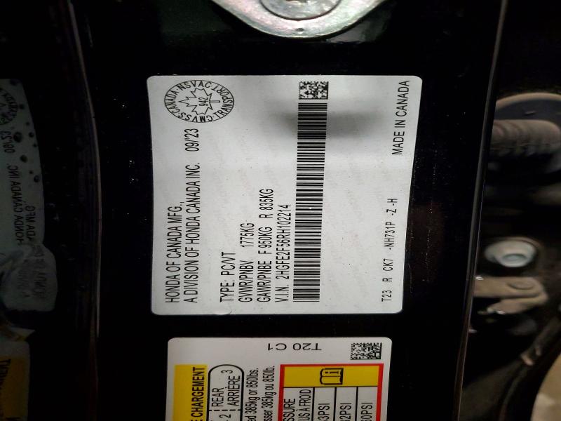 2024 Honda Civic მანქანა იყიდება აუქციონზე, vin: 2HGFE2F56RH102214, აუქციონის ნომერი: 41890836