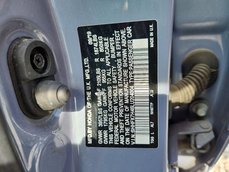 47948556 :رقم المزاد ، SHHFK7H46LU204004 vin ، 2020 Honda Civic مزاد بيع