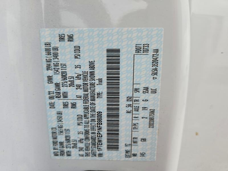 Aukcja sprzedaży 2022 Ford F150, vin: 1FTEW1EP1NFB98009, numer aukcji: 47608966