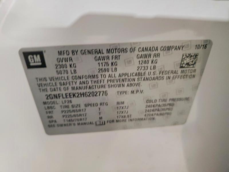 2017 Chevrolet Equinox მანქანა იყიდება აუქციონზე, vin: 2GNFLEEK2H6202776, აუქციონის ნომერი: 46531736
