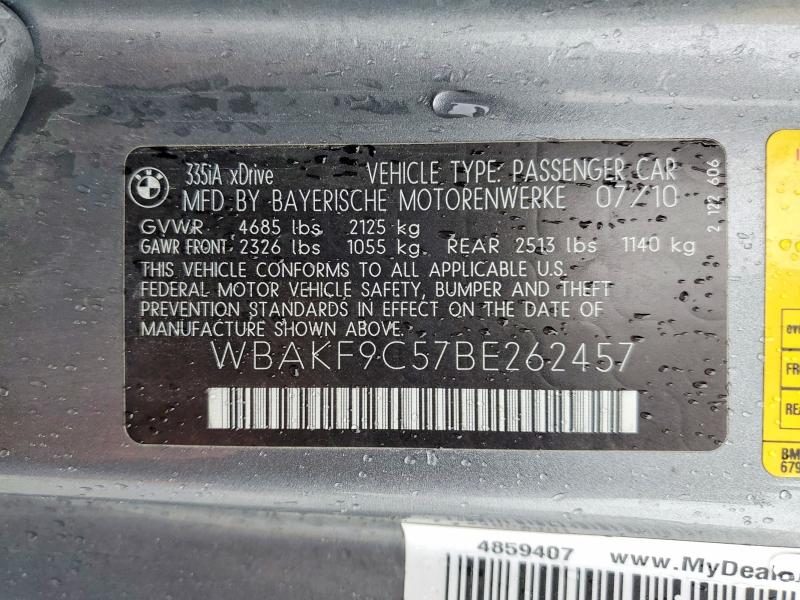 41602276 :رقم المزاد ، WBAKF9C57BE262457 vin ، 2011 Bmw 335 مزاد بيع
