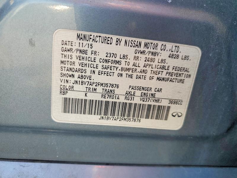 Aukcja sprzedaży 2015 Infiniti Q50, vin: JN1BV7AP2FM357876, numer aukcji: 42000686