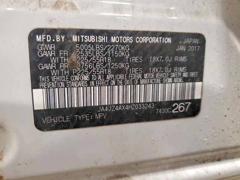 Продаж на аукціоні авто 2017 Mitsubishi Outlander, vin: JA4JZ4AX4HZ033243, номер лоту: 47187576