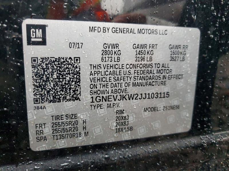 79650185 :رقم المزاد ، 1GNEVJKW2JJ103115 vin ، 2018 Chevrolet Traverse مزاد بيع