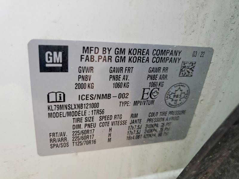 46301156 :رقم المزاد ، KL79MNSLXNB121000 vin ، 2022 Chevrolet Trailb Ls/ مزاد بيع