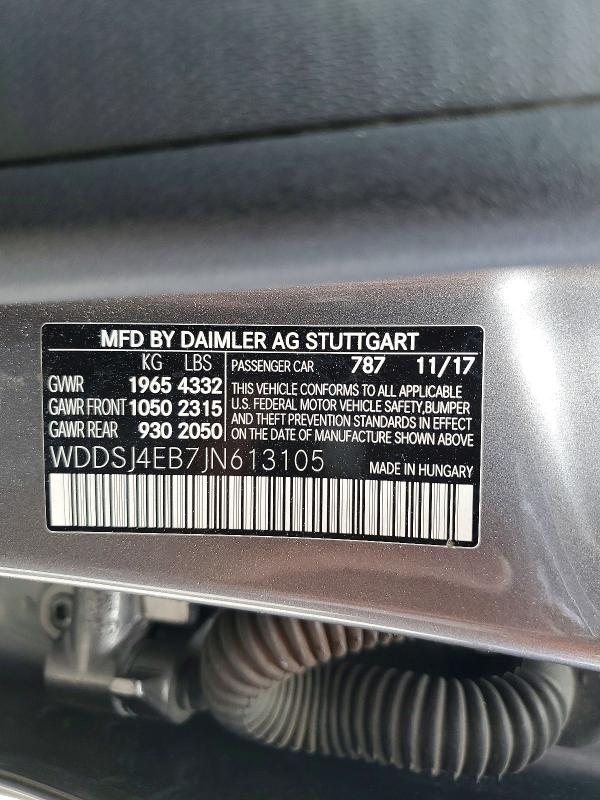 79670025 :رقم المزاد ، WDDSJ4EB7JN613105 vin ، 2018 Mercedes-benz Cla مزاد بيع