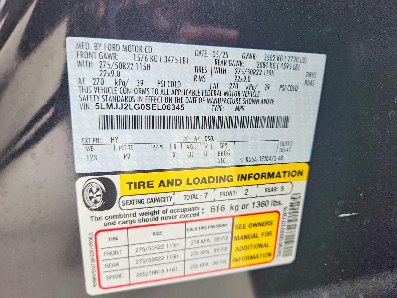 Продажа на аукционе авто 2025 Lincoln Navigator, vin: 5LMJJ2LG0SEL06345, номер лота: 46774426