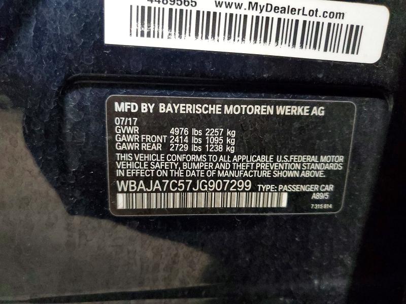 Продаж на аукціоні авто 2018 Bmw 530, vin: WBAJA7C57JG907299, номер лоту: 45483866