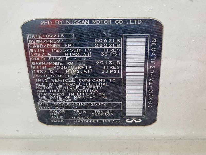 Aukcja sprzedaży 2019 Infiniti Qx50, vin: 3PCAJ5M31KF125306, numer aukcji: 79198385