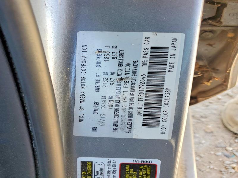 47521756 :رقم المزاد ، JM1BL1TF8D1792646 vin ، 2013 Mazda 3 مزاد بيع