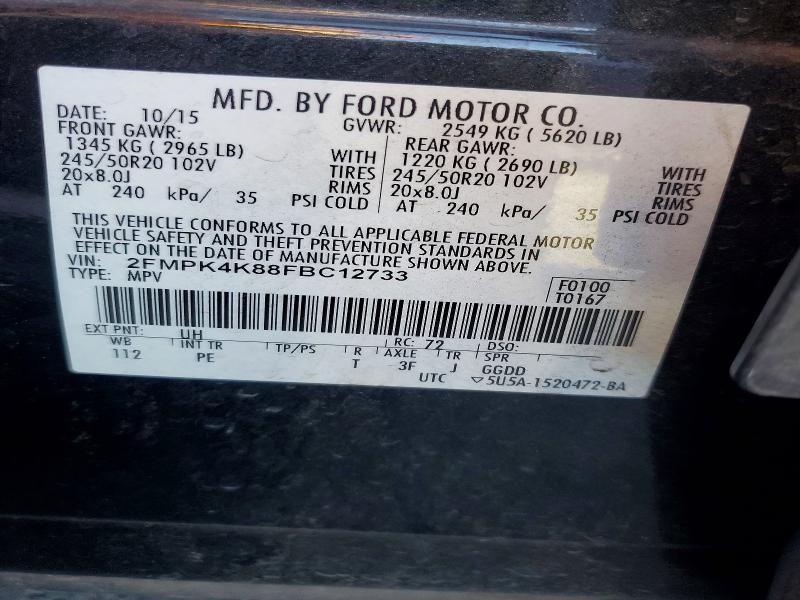 Aukcja sprzedaży 2015 Ford Edge, vin: 2FMPK4K88FBC12733, numer aukcji: 47552906
