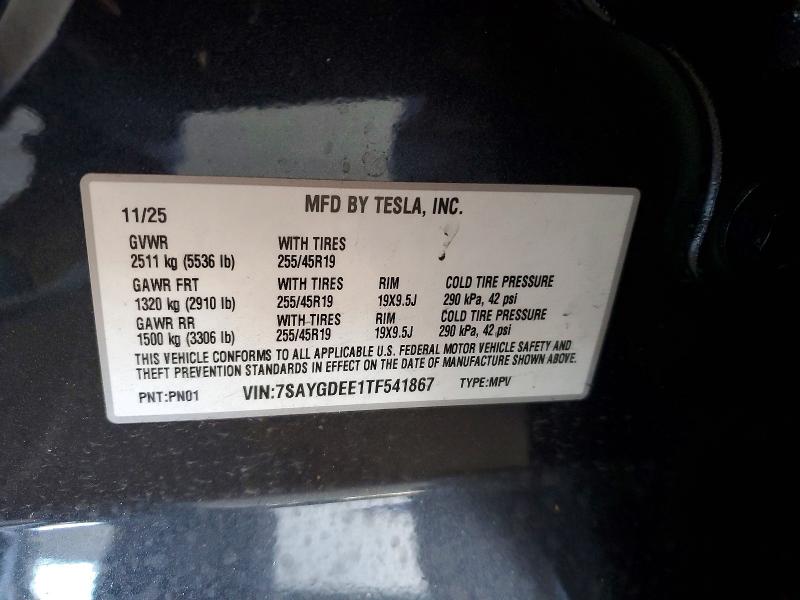 Продажа на аукционе авто 2026 Tesla Model Y, vin: 7SAYGDEE1TF541867, номер лота: 41975586
