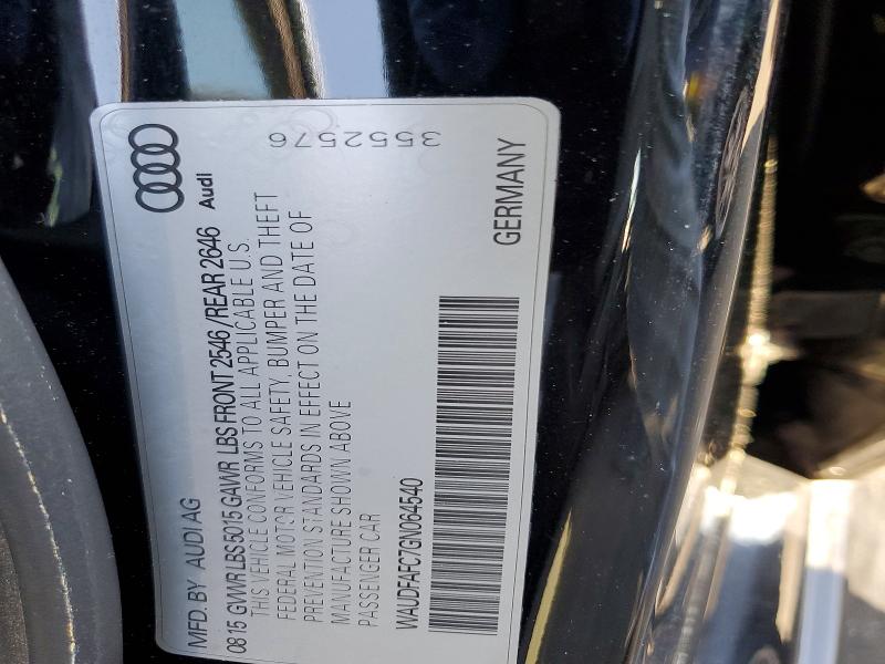 2016 Audi A6 მანქანა იყიდება აუქციონზე, vin: WAUDFAFC7GN064540, აუქციონის ნომერი: 45870576