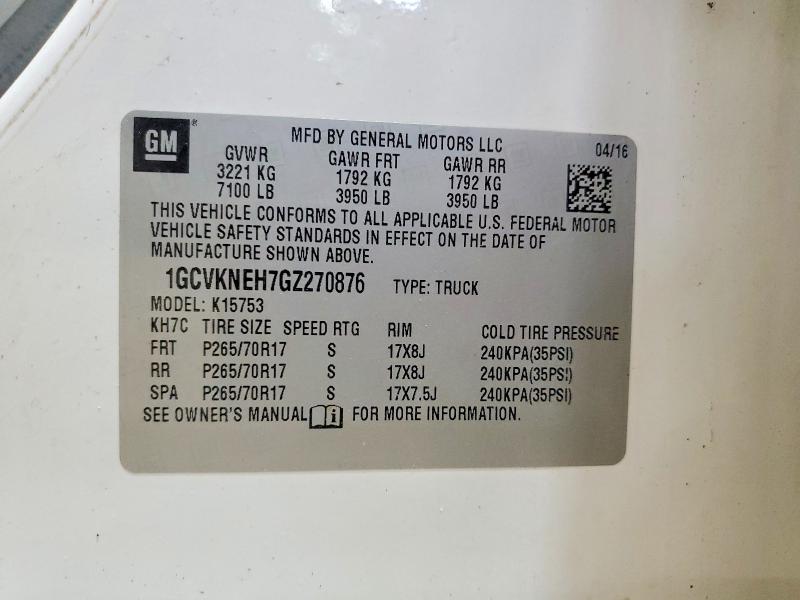 Aukcja sprzedaży 2016 Chevrolet Silverado, vin: 1GCVKNEH7GZ270876, numer aukcji: 41777416