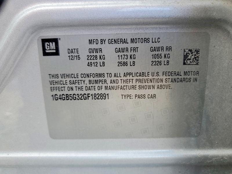 2016 Buick Lacrosse მანქანა იყიდება აუქციონზე, vin: 1G4GB5G32GF182891, აუქციონის ნომერი: 79278825