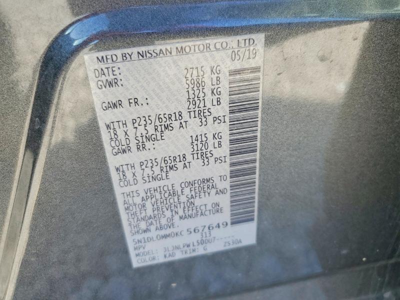 Aukcja sprzedaży 2019 Infiniti Qx60, vin: 5N1DL0MM0KC567649, numer aukcji: 79686775