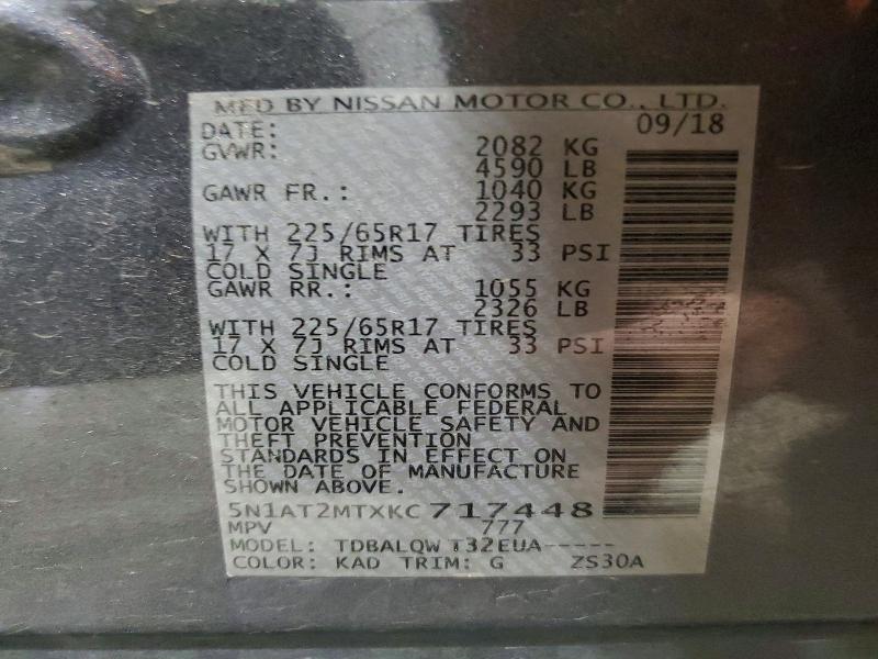 Продажа на аукционе авто 2019 Nissan Rogue, vin: 5N1AT2MTXKC717448, номер лота: 48096466