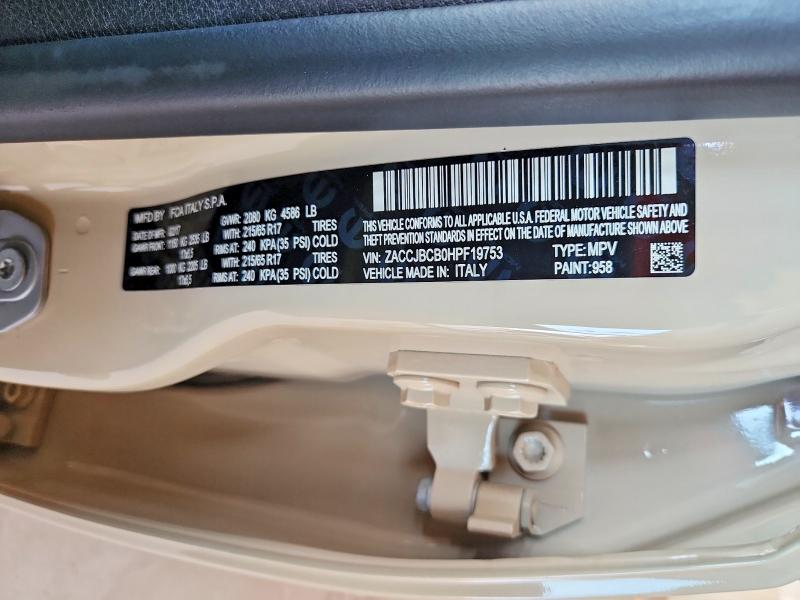 47949166 :رقم المزاد ، ZACCJBCB0HPF19753 vin ، 2017 Jeep Renegade مزاد بيع