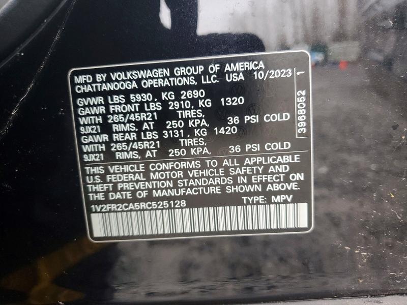 Aukcja sprzedaży 2024 Volkswagen Atlas, vin: 1V2FR2CA5RC525128, numer aukcji: 41950846