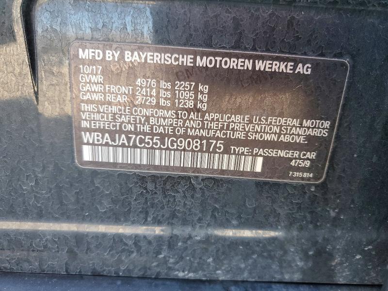 Aukcja sprzedaży 2018 Bmw 530, vin: WBAJA7C55JG908175, numer aukcji: 47894646