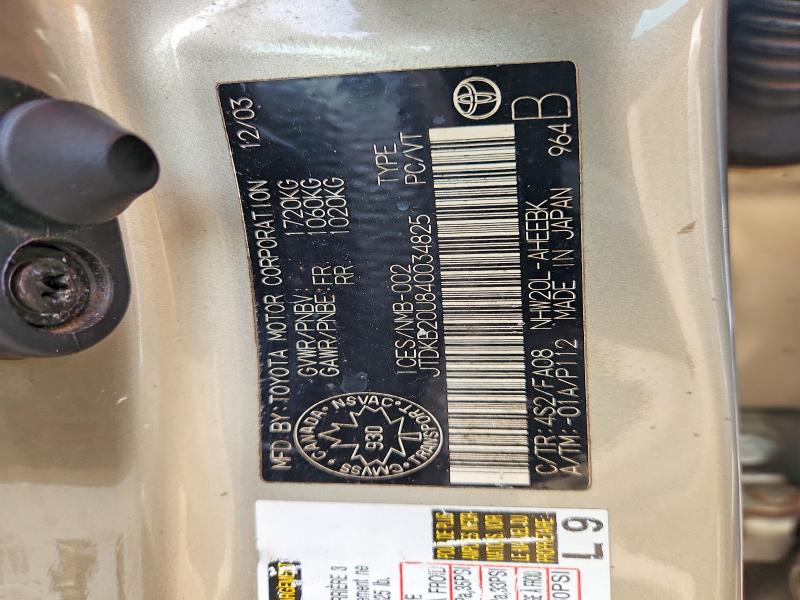 47742106 :رقم المزاد ، JTDKB20U840034825 vin ، 2004 Toyota Prius مزاد بيع