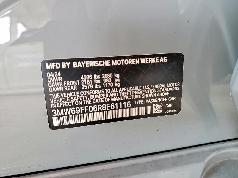 2024 Bmw 330i მანქანა იყიდება აუქციონზე, vin: 3MW69FF06R8E61116, აუქციონის ნომერი: 46768616