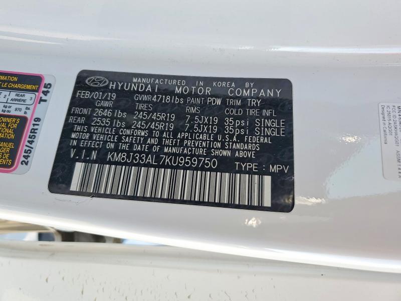2019 Hyundai Tucson მანქანა იყიდება აუქციონზე, vin: KM8J33AL7KU959750, აუქციონის ნომერი: 47385016