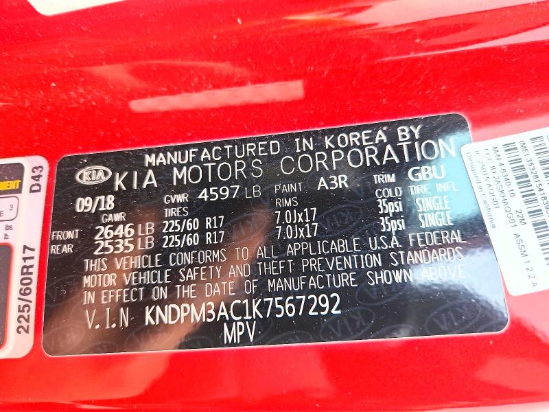 Aukcja sprzedaży 2019 Kia Sportage, vin: KNDPM3AC1K7567292, numer aukcji: 46585306