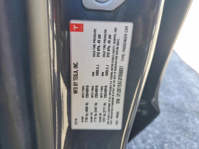 Aukcja sprzedaży 2018 Tesla Model 3, vin: 5YJ3E1EA7JF056851, numer aukcji: 46451786