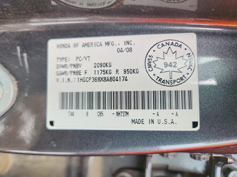 Aukcja sprzedaży 2008 Honda Accord Ex-l V6 4dr, vin: 1HGCP368X8A804174, numer aukcji: 79389965