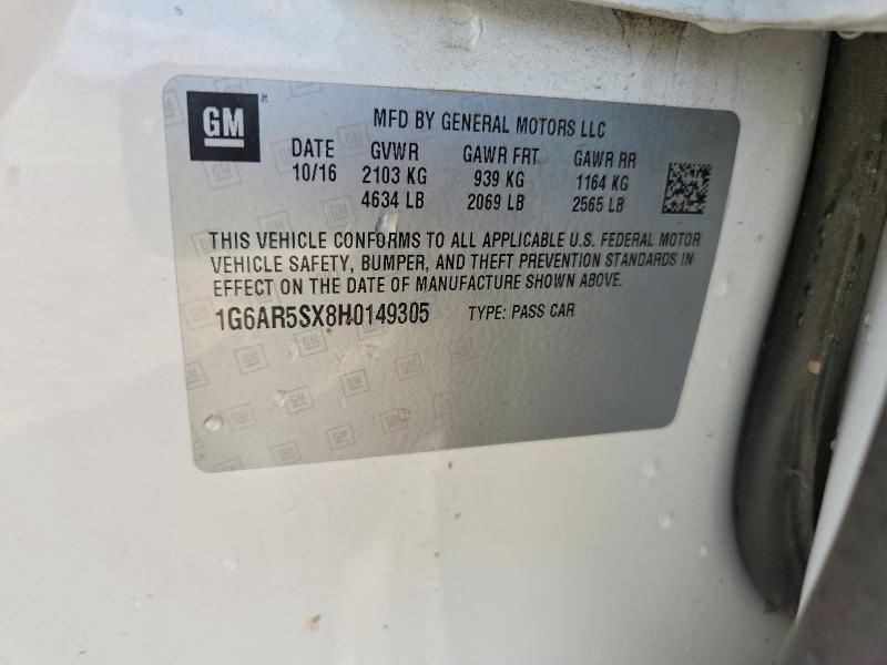 2017 Cadillac Cts მანქანა იყიდება აუქციონზე, vin: 1G6AR5SX8H0149305, აუქციონის ნომერი: 49609736