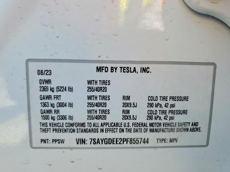 Продажа на аукционе авто 2023 Tesla Model Y, vin: 7SAYGDEE2PF855744, номер лота: 78970605