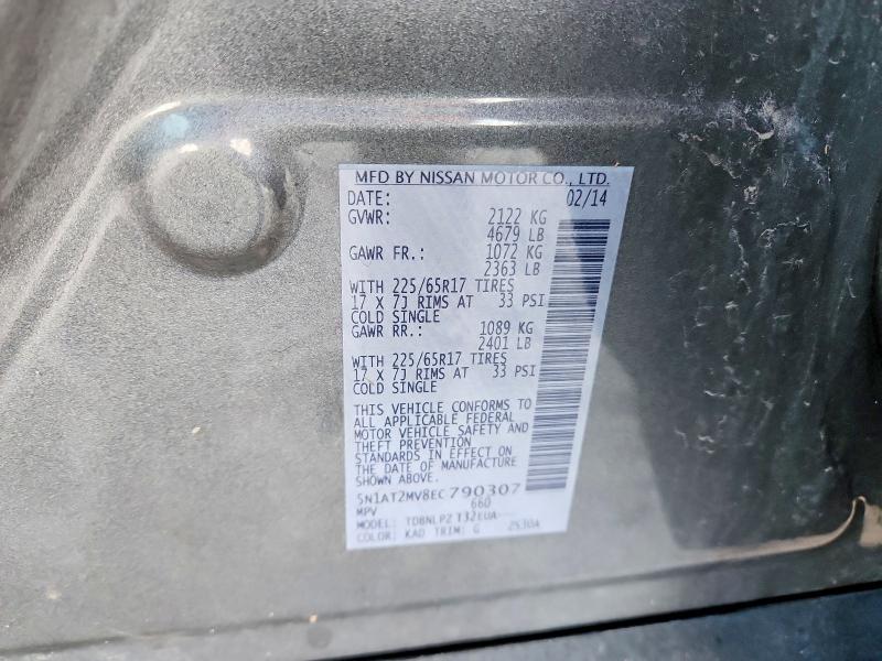 Продажа на аукционе авто 2014 Nissan Rogue, vin: 5N1AT2MV8EC790307, номер лота: 46393256