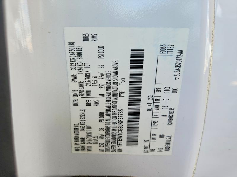 47511846 :رقم المزاد ، 1FTEW1CG9JKF37765 vin ، 2018 Ford F150 مزاد بيع
