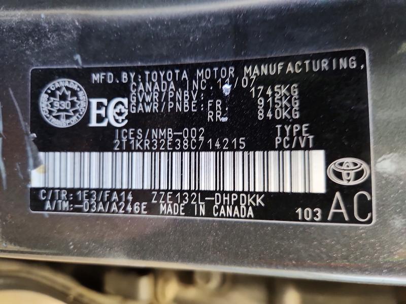 45811316 :رقم المزاد ، 2T1KR32E38C714215 vin ، 2008 Toyota Matrix مزاد بيع