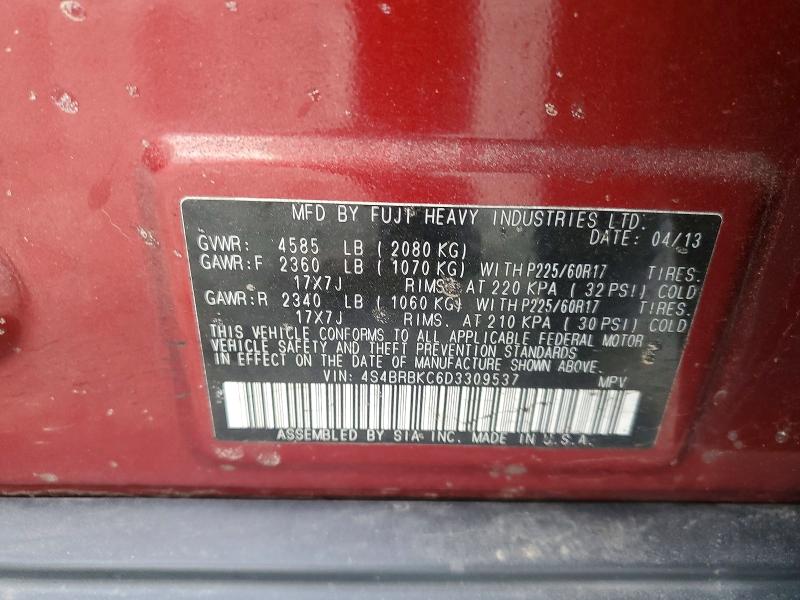 Продажа на аукционе авто 2013 Subaru Outback, vin: 4S4BRBKC6D3309537, номер лота: 47948946