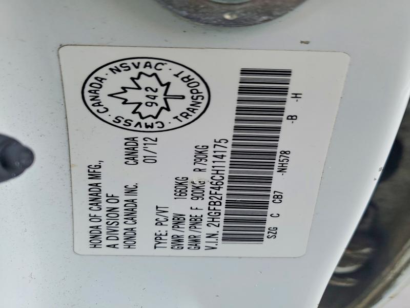 Продаж на аукціоні авто 2012 Honda Civic, vin: 2HGFB2F46CH114175, номер лоту: 79585505