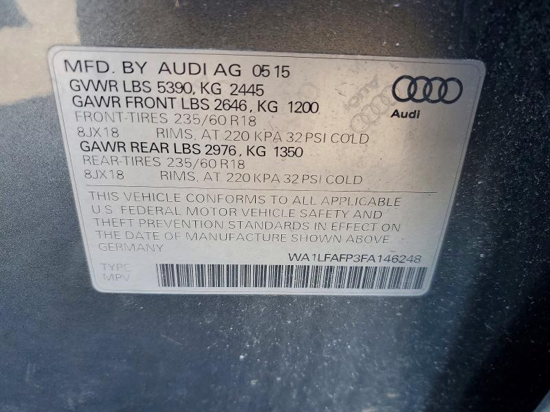 47107746 :رقم المزاد ، WA1LFAFP3FA146248 vin ، 2015 Audi Q5 مزاد بيع