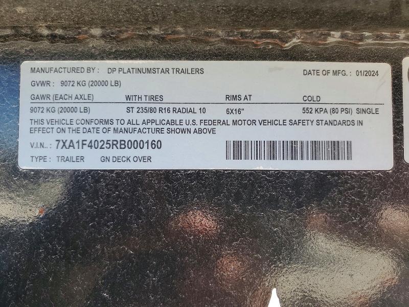 Aukcja sprzedaży 2024 Dp Platinum Unknown, vin: 7XA1F4025RB000160, numer aukcji: 94249995