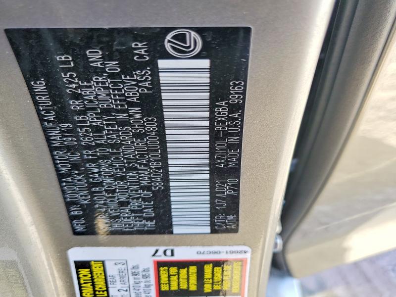 Продажа на аукционе авто 2020 Lexus Es 300h, vin: 58AD21B10LU004803, номер лота: 47134256