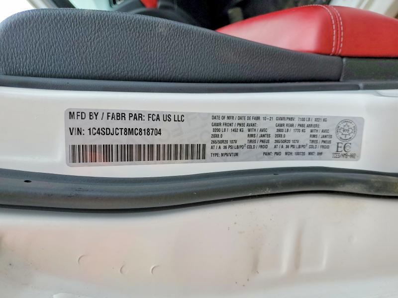 Aukcja sprzedaży 2021 Dodge Durango, vin: 1C4SDJCT8MC818704, numer aukcji: 79371495