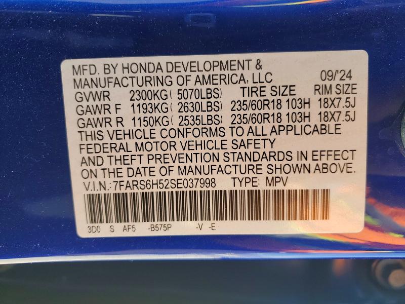 47836046 :رقم المزاد ، 7FARS6H52SE037998 vin ، 2025 Honda Cr-v مزاد بيع
