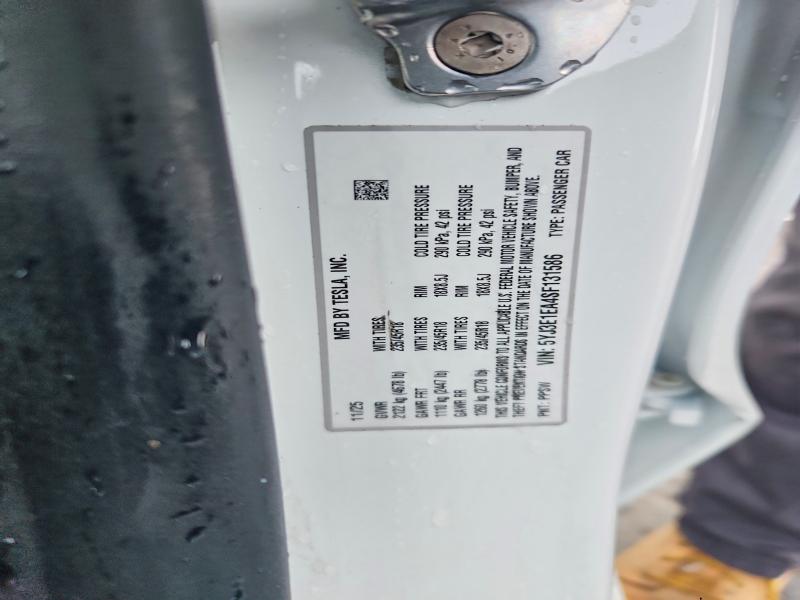 Продажа на аукционе авто 2025 Tesla Model 3, vin: 5YJ3E1EA4SF131586, номер лота: 46009196